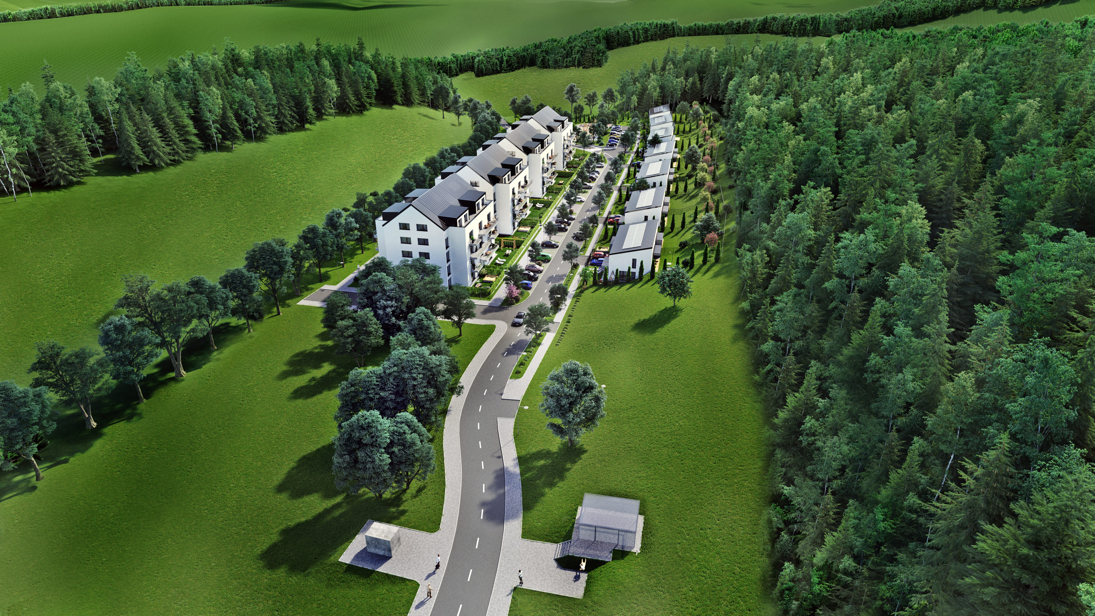 Vizualizace projektu Bydlení za vinicemi v krajině nad Loděnicí